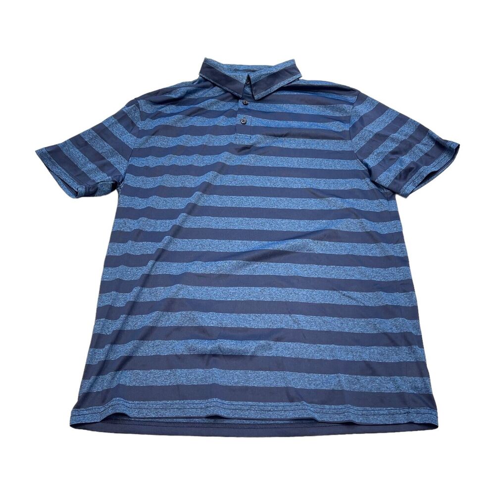 Old Navy Polo Shirt Men's Small Blue Black Striped 100% Polyester Active Golf - Picture 1 of 7